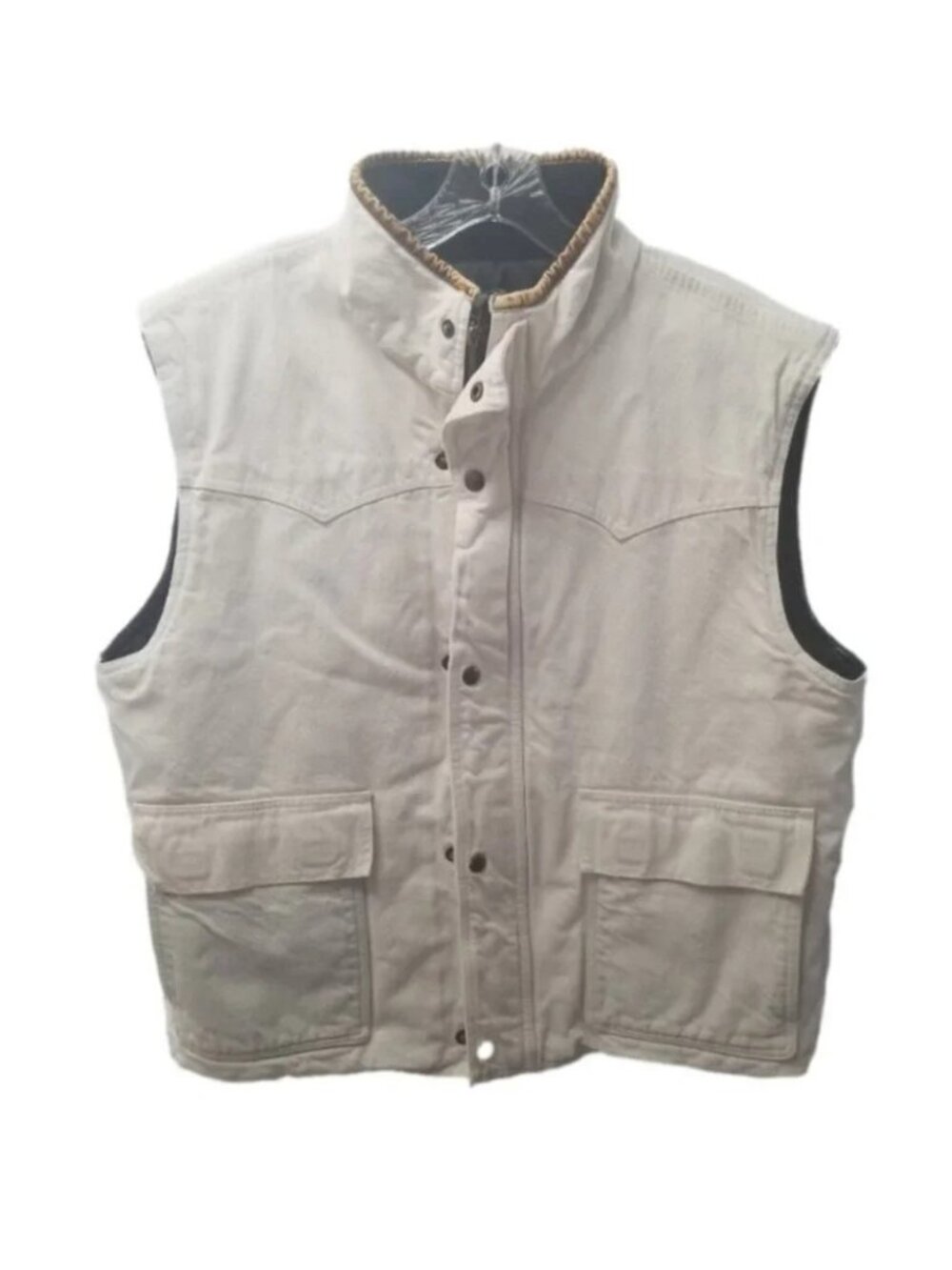Vintage  MWG Apparel White Western Denim Quilted Vest L